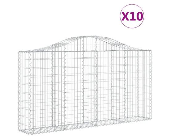 Coșuri gabion arcuite 10 buc, 200x30x100/120 cm fier galvanizat, 2 image