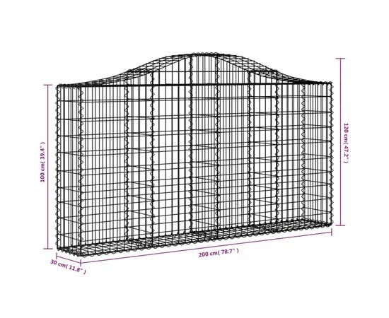 Coșuri gabion arcuite 10 buc, 200x30x100/120 cm fier galvanizat, 6 image