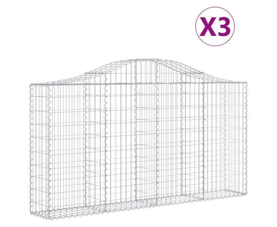 Coșuri gabion arcuite 3 buc, 200x30x100/120 cm fier galvanizat, 2 image