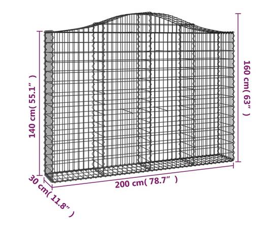 Coșuri gabion arcuite 3 buc, 200x30x140/160cm, fier galvanizat, 6 image