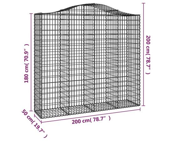 Coșuri gabion arcuite 4 buc, 200x50x180/200 cm, fier galvanizat, 6 image