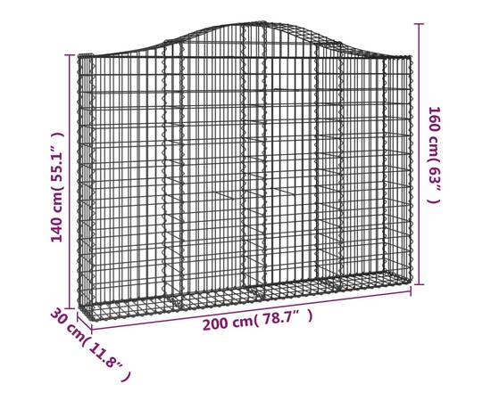 Coșuri gabion arcuite 7 buc, 200x30x140/160cm, fier galvanizat, 6 image