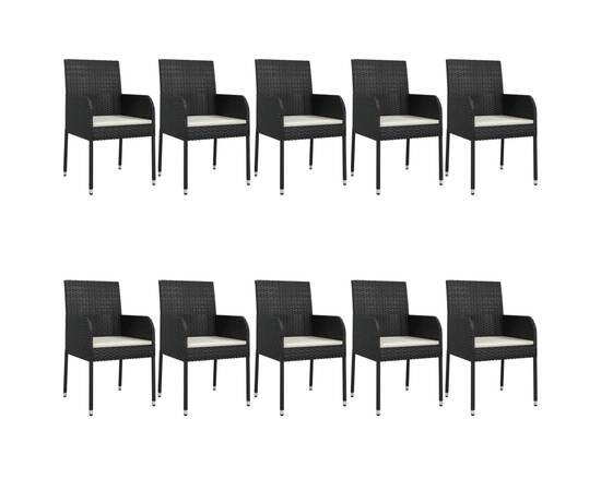 Set mobilier de grădină cu perne, 11 piese, negru, poliratan, 4 image