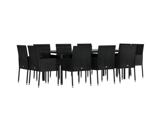 Set mobilier de grădină cu perne, 11 piese, negru, poliratan, 3 image