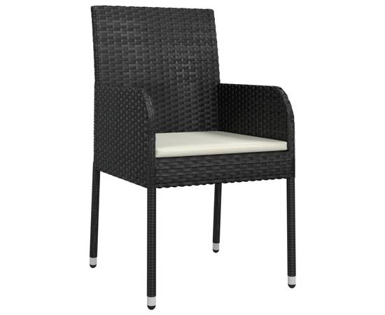 Set mobilier de grădină cu perne, 11 piese, negru, poliratan, 5 image