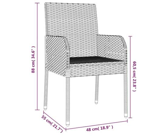 Set mobilier de grădină cu perne, 11 piese, negru, poliratan, 9 image