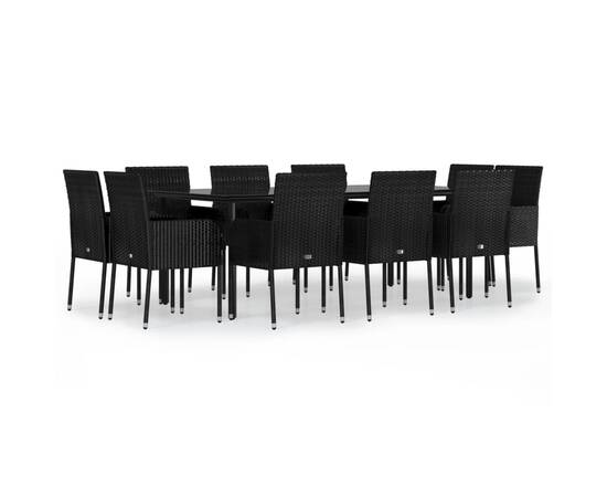 Set mobilier de grădină cu perne, 11 piese, negru, poliratan, 2 image