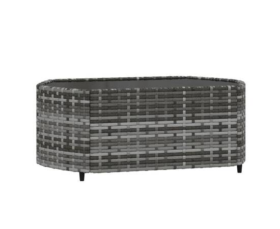 Set mobilier de grădină cu perne, 3 piese, gri, poliratan, 7 image