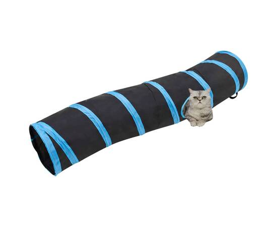 Tunel pentru pisici în formă s, negru/albastru 122 cm poliester, 2 image