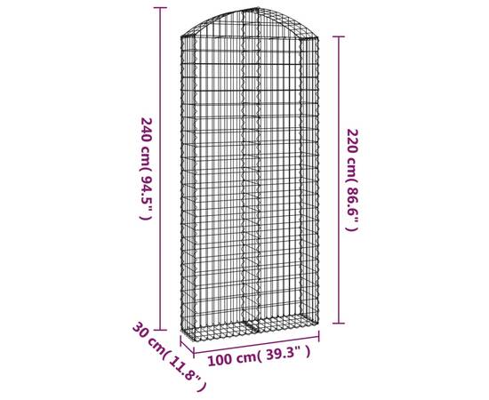 Coș gabion arcuit, 100x30x220/240 cm, fier galvanizat, 4 image