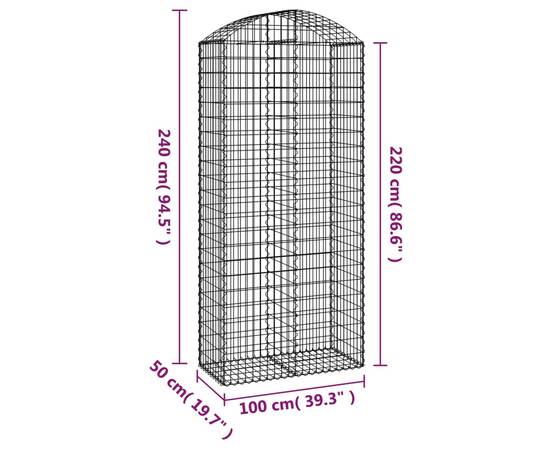 Coș gabion arcuit, 100x50x220/240 cm, fier galvanizat, 5 image