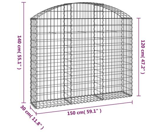 Coș gabion arcuit, 150x30x120/140 cm, fier galvanizat, 5 image