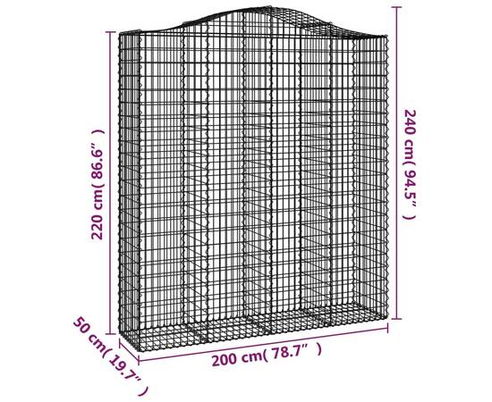 Coșuri gabion arcuite, 5 buc, 200x50x220/240cm, fier galvanizat, 6 image