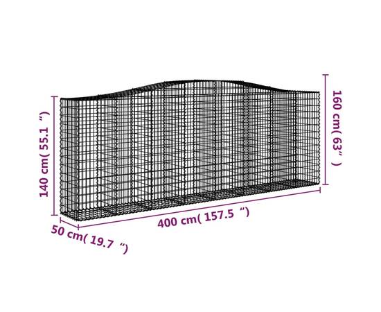 Coșuri gabion arcuite 10 buc, 400x50x140/160cm, fier galvanizat, 6 image