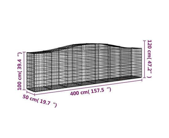 Coșuri gabion arcuite 2 buc, 400x50x100/120 cm fier galvanizat, 6 image