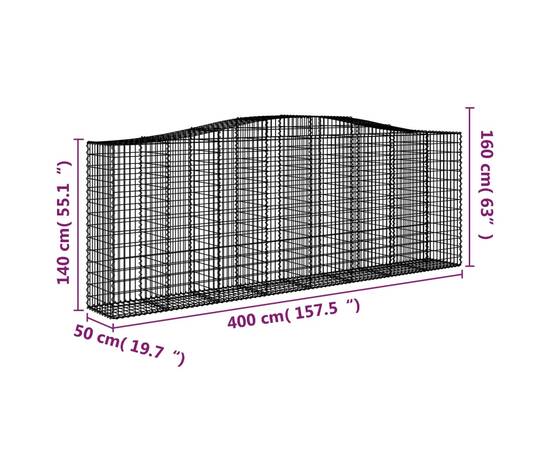 Coșuri gabion arcuite 2 buc, 400x50x140/160 cm, fier galvanizat, 6 image