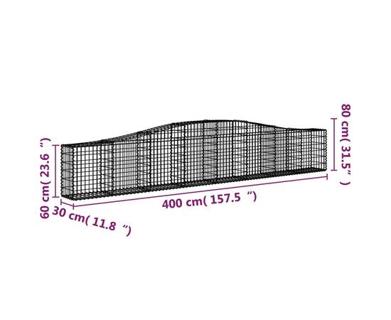 Coșuri gabion arcuite 3 buc, 400x30x60/80 cm, fier galvanizat, 6 image