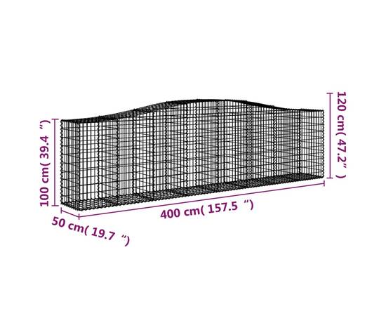 Coșuri gabion arcuite 3 buc, 400x50x100/120 cm fier galvanizat, 6 image