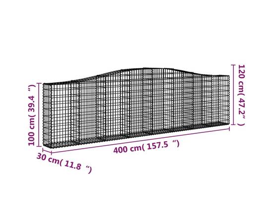 Coșuri gabion arcuite 7 buc, 400x30x100/120 cm fier galvanizat, 6 image