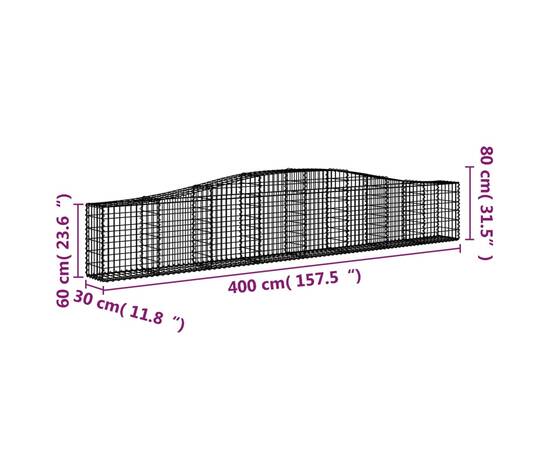 Coșuri gabion arcuite 7 buc, 400x30x60/80 cm, fier galvanizat, 6 image