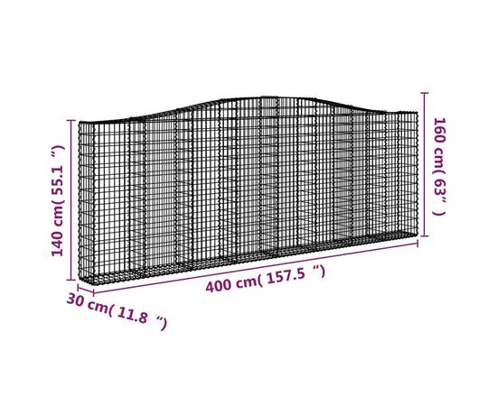 Coșuri gabion arcuite 9 buc. 400x30x140/160 cm fier galvanizat, 6 image