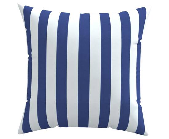Perne decorative, 4 buc., dungi albastru&alb, 50x50 cm, textil, 3 image