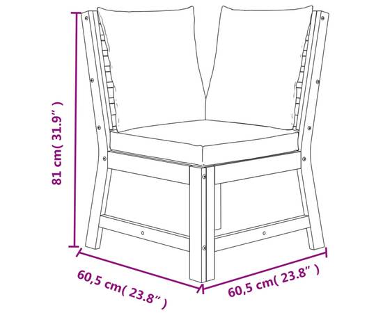 Set mobilier de grădină cu perne, 5 piese, lemn masiv de acacia, 11 image