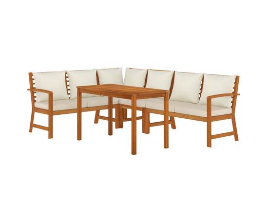 Set mobilier de grădină cu perne, 5 piese, lemn masiv de acacia, 3 image