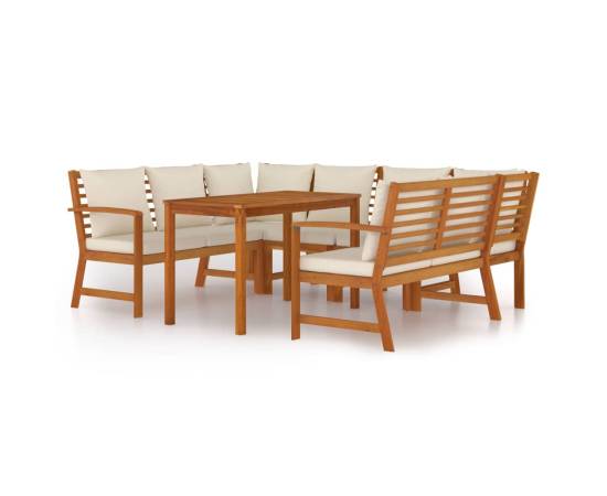 Set mobilier de grădină cu perne, 7 piese, lemn masiv de acacia, 2 image