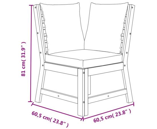 Set mobilier de grădină cu perne, 7 piese, lemn masiv de acacia, 11 image