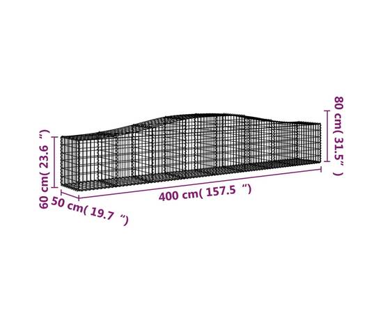 Coșuri gabion arcuite 10 buc, 400x50x60/80 cm, fier galvanizat, 6 image