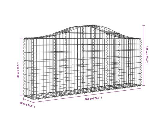 Coșuri gabion arcuite 11 buc, 200x30x80/100cm, fier galvanizat, 6 image