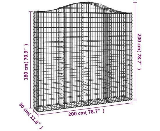 Coșuri gabion arcuite 2 buc, 200x30x180/200cm, fier galvanizat, 6 image