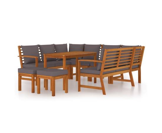 Set mobilier de grădină cu perne, 9 piese, lemn masiv de acacia, 2 image