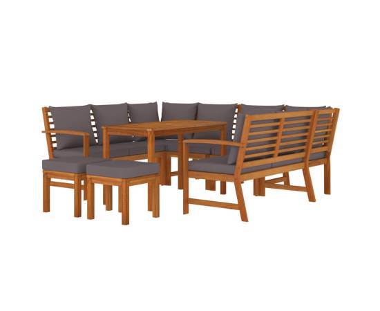 Set mobilier de grădină cu perne, 9 piese, lemn masiv de acacia, 3 image