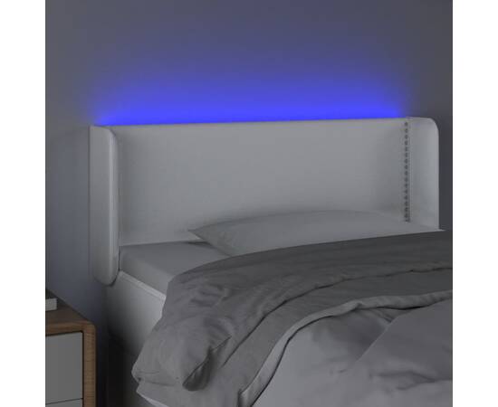 Tăblie de pat cu led, alb, 83x16x78/88 cm, piele ecologică, 4 image