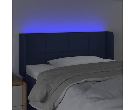 Tăblie de pat cu led, albastru, 103x16x78/88 cm, textil, 4 image
