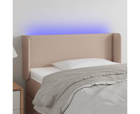 Tăblie de pat cu led, cappuccino 103x16x78/88cm piele ecologică