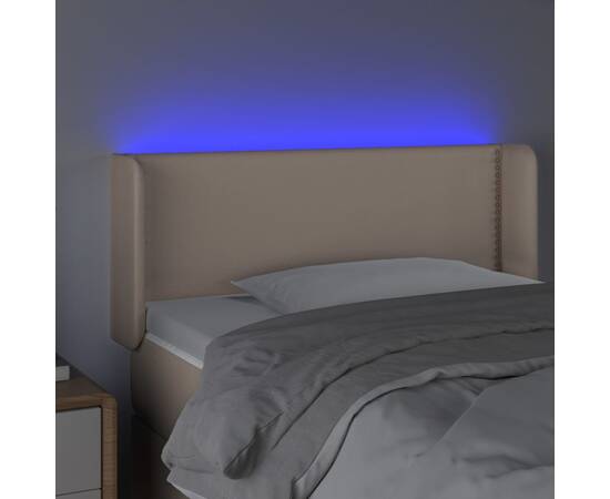 Tăblie de pat cu led, cappuccino 83x16x78/88 cm piele ecologică, 4 image