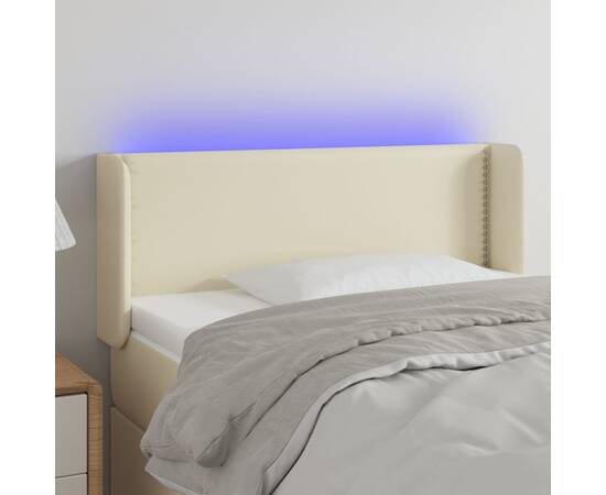 Tăblie de pat cu led, crem, 103x16x78/88 cm, piele ecologică