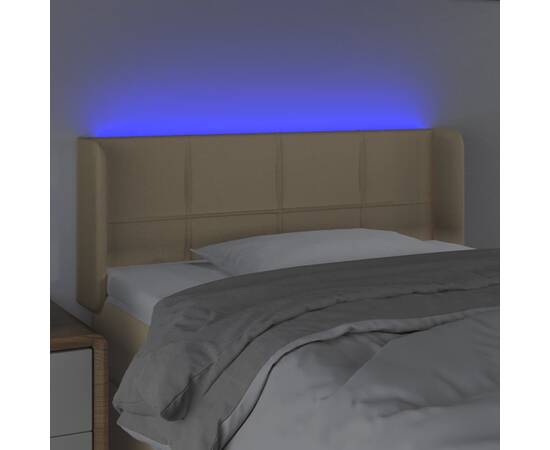 Tăblie de pat cu led, crem, 83x16x78/88 cm, textil, 4 image