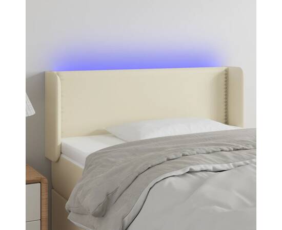 Tăblie de pat cu led, crem, 93x16x78/88 cm, piele ecologică