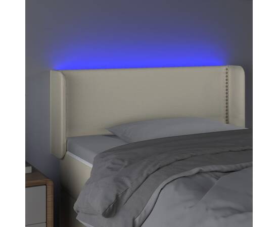 Tăblie de pat cu led, crem, 93x16x78/88 cm, piele ecologică, 4 image