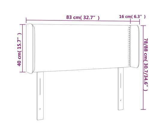 Tăblie de pat cu led, gri, 83x16x78/88 cm, piele ecologică, 6 image