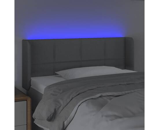 Tăblie de pat cu led, gri deschis, 83x16x78/88 cm, textil, 4 image