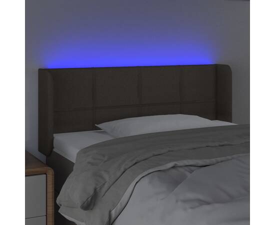 Tăblie de pat cu led, gri taupe, 103x16x78/88 cm, textil, 4 image