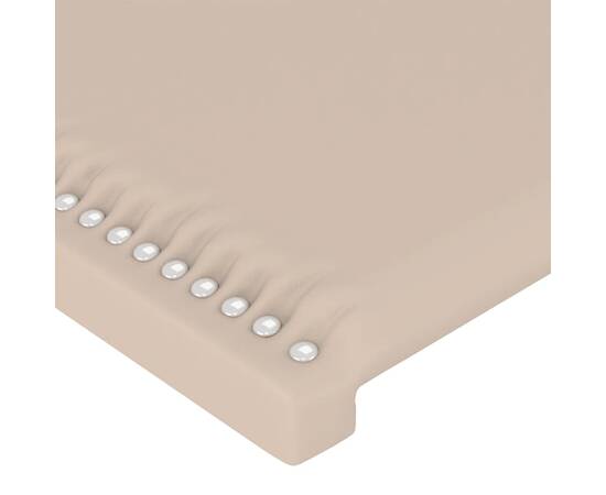 Tăblie de pat cu led cappuccino 147x16x78/88 cm piele ecologică, 5 image