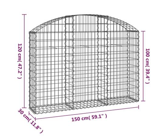 Coș gabion arcuit, 150x30x100/120 cm, fier galvanizat, 5 image