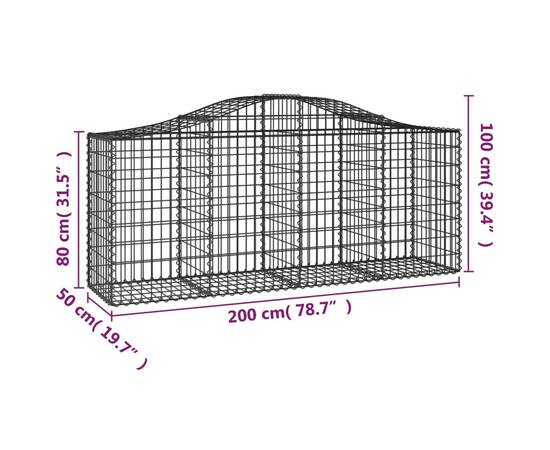 Coșuri gabion arcuite 10 buc, 200x50x80/100 cm, fier galvanizat, 6 image