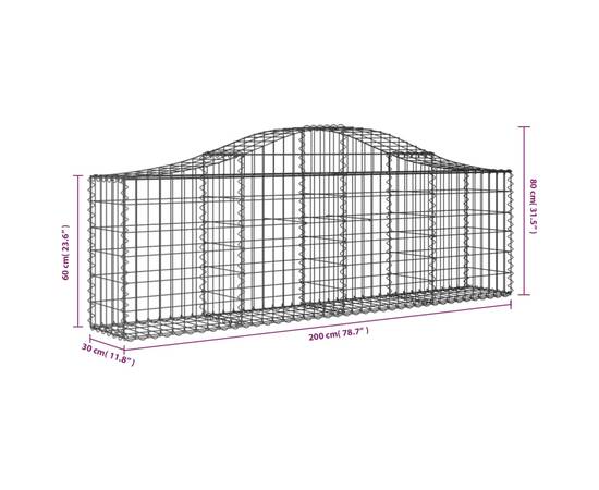 Coșuri gabion arcuite 11 buc, 200x30x60/80 cm, fier galvanizat, 6 image